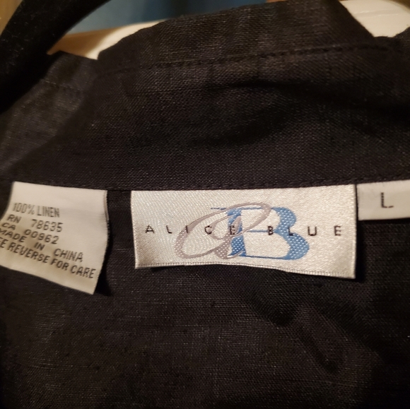 NWT Alice Blue 100% Linen Black Buttondown Tunic - Picture 2 of 3